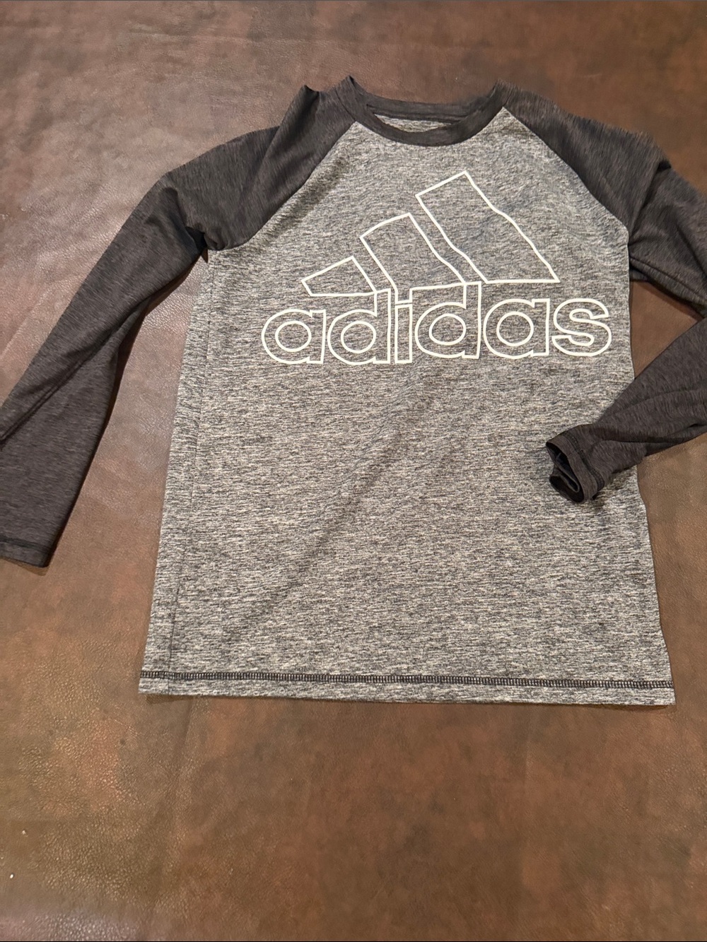 adidas Gray Heather Raglan Long Sleeve Tee